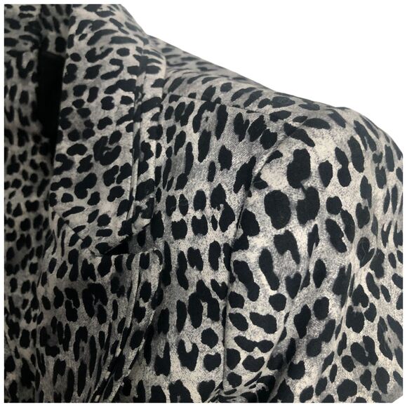 White House Black Market Black Gray Tailored Leopard Print Blazer Jacket Size 4 - Picture 7 of 16